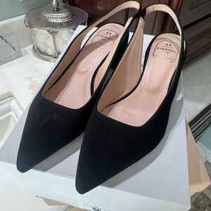 Emerson Fry Black Pointed Slingback Heels